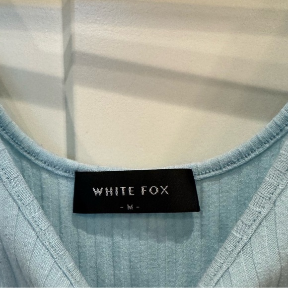 White Fox Boutique Sky Blue Ribbed Crop Top - Picture 2 of 3